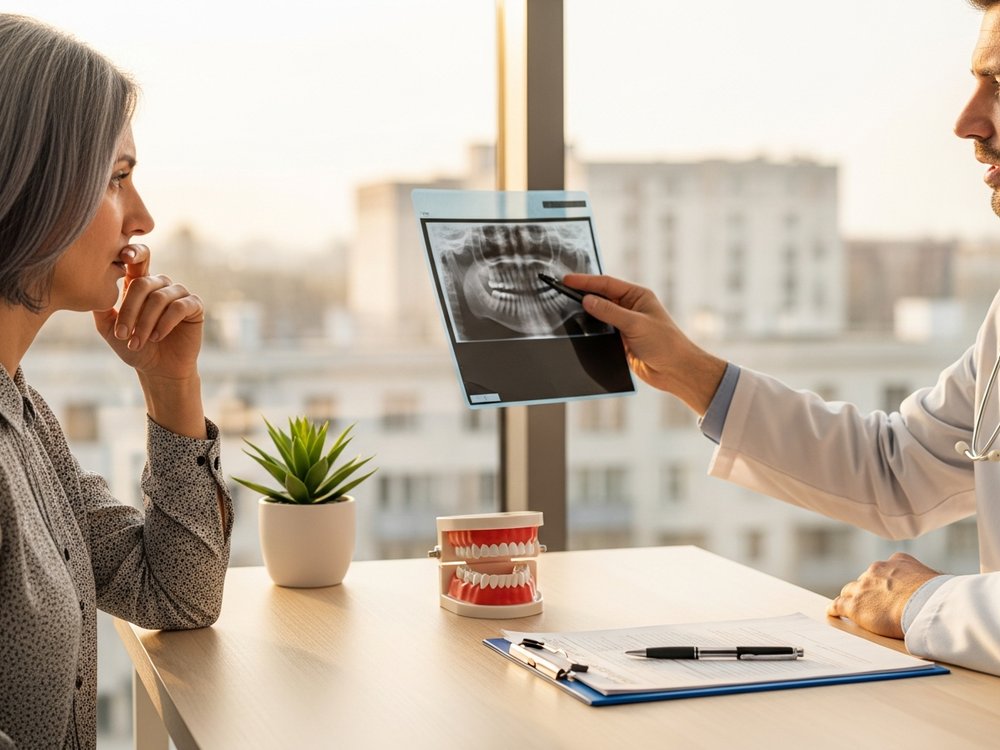 Consultation before implant treatment using the radiograph