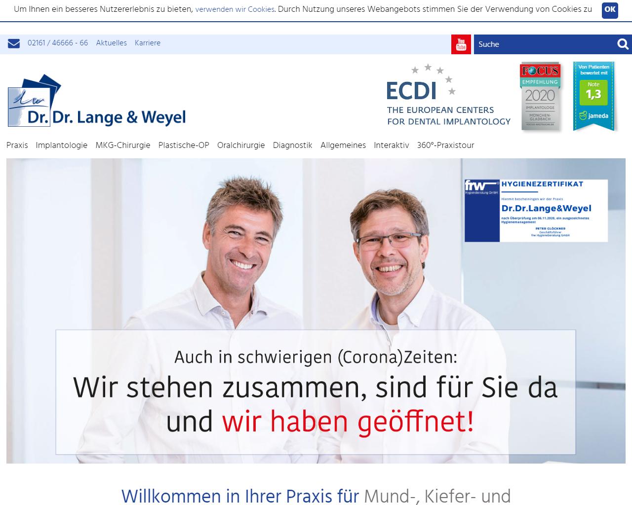 Praxis für<br>Mund- Kiefer- Gesichtschirurgie<br>Plastische - Ästhetische Operationen <br>  Dr. Dr. Lange und Weyel