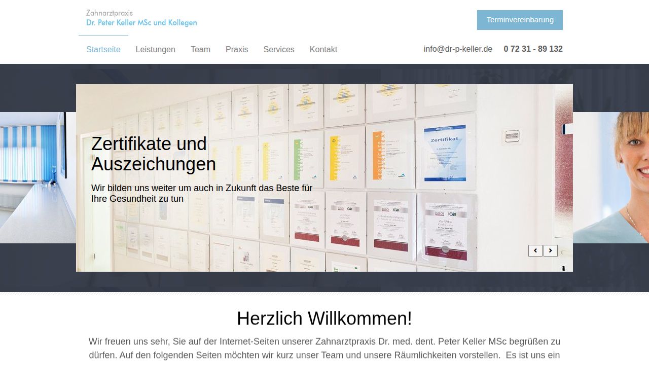 Startseite der Internetseite von Herr Dr. Peter Keller MSc