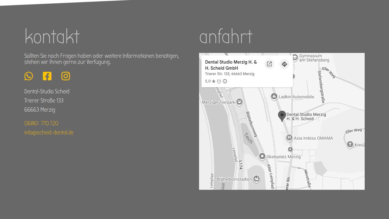 Startseite der Internetseite von Dental-Studio-Merzig  H. & H. Scheid GmbH