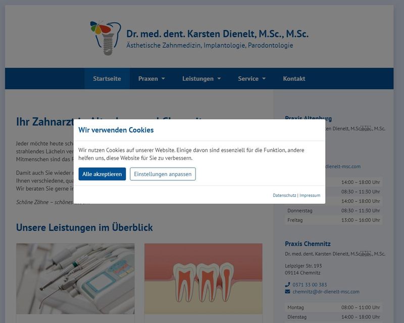 Startseite der Internetseite von Herr Dr. Karsten Dienelt