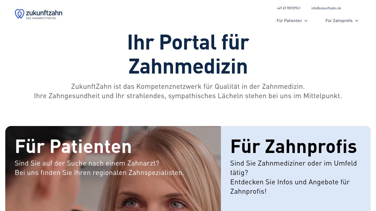 Startseite der Internetseite von med. dent. Frank Acura Partners MVZ GmbH - Rheinberg