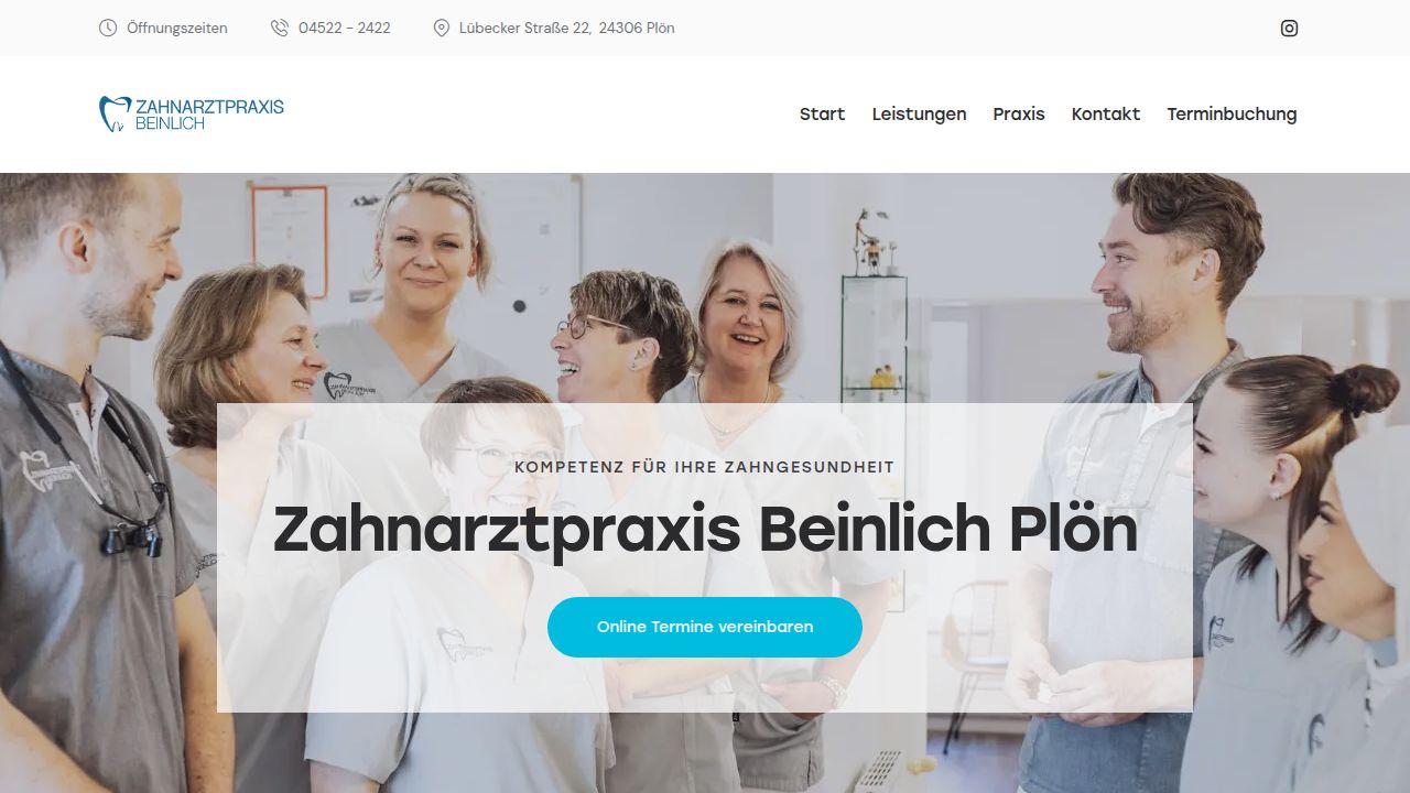 Startseite der Internetseite von Zahnarzt Kurt-D. Beinlich