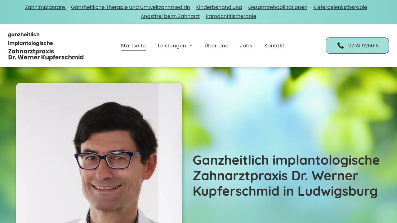 Startseite der Internetseite von Herr Dr. Werner Kupferschmid