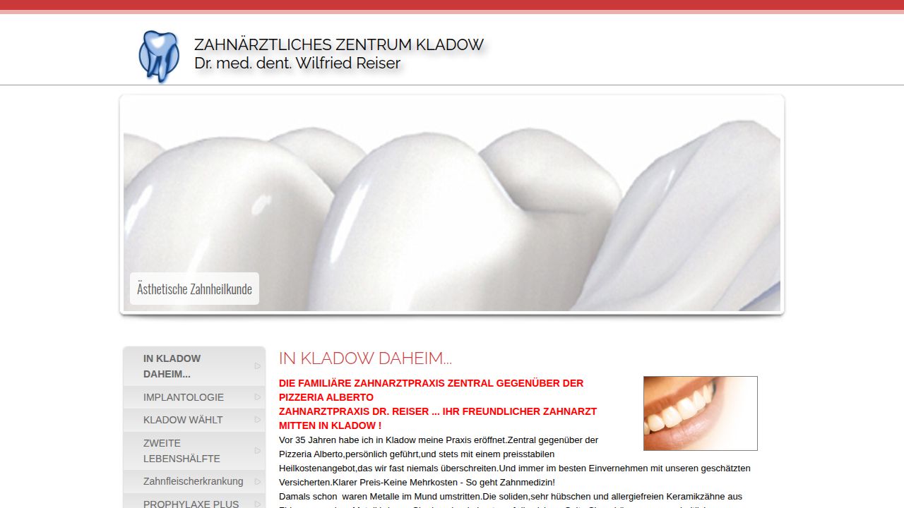 Startseite der Internetseite von Dr. Wilfried Reiser