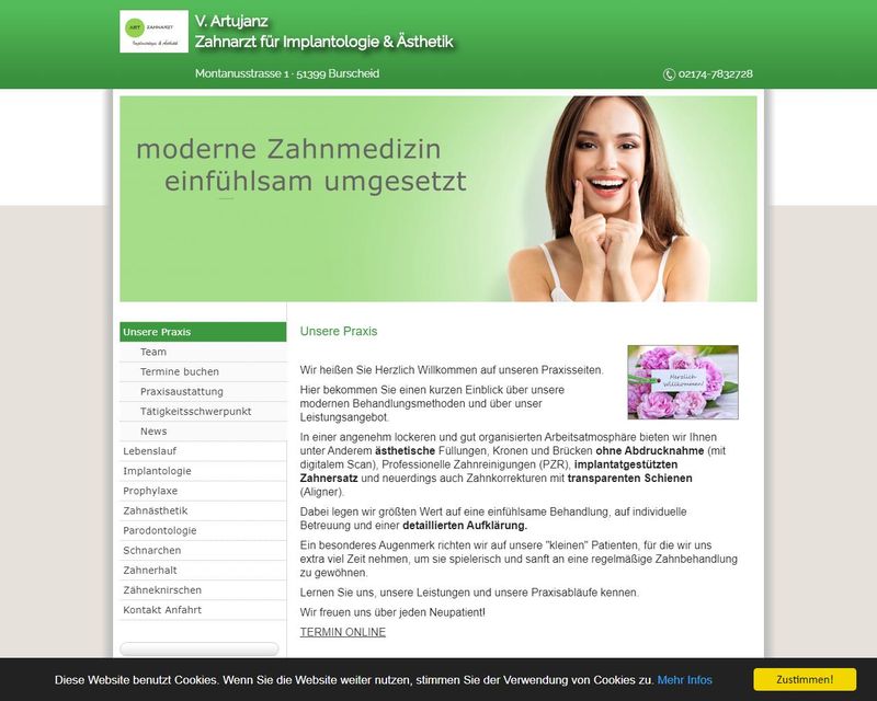 Startseite der Internetseite von Herr Vjaceslav Artujanz