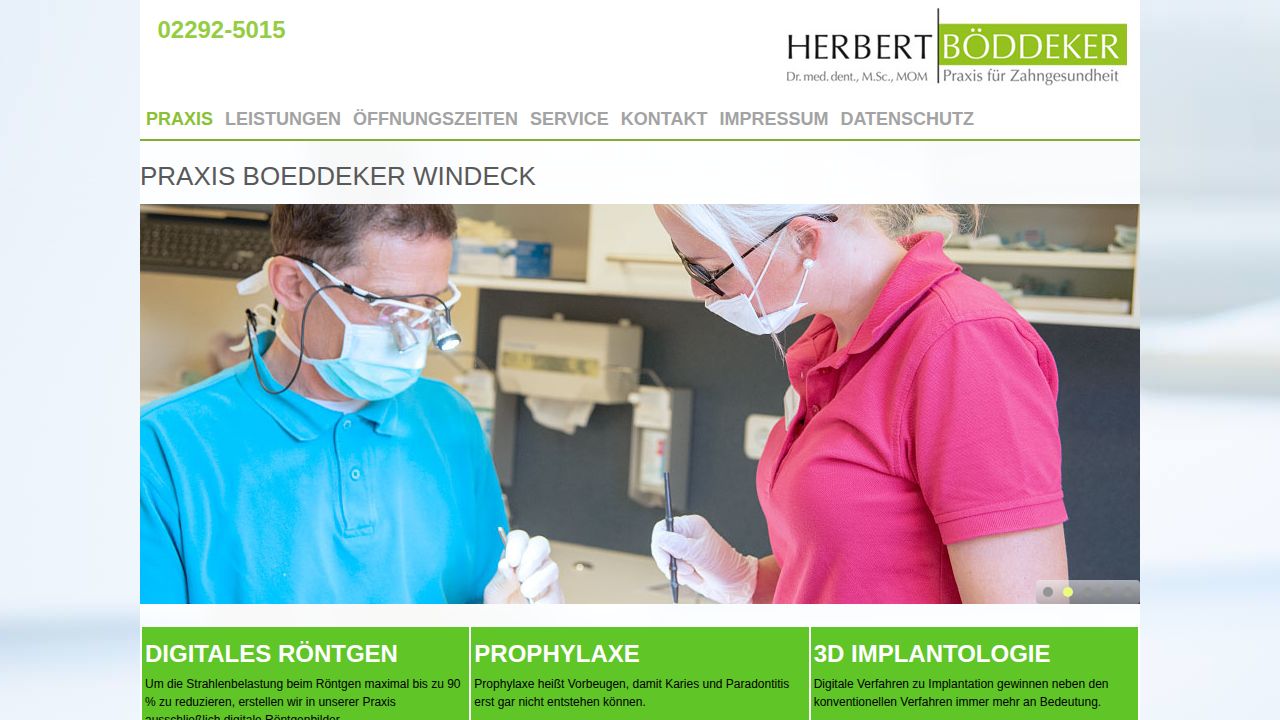 Startseite der Internetseite von Dr. med. dent.  Herbert  B&ouml;ddeker