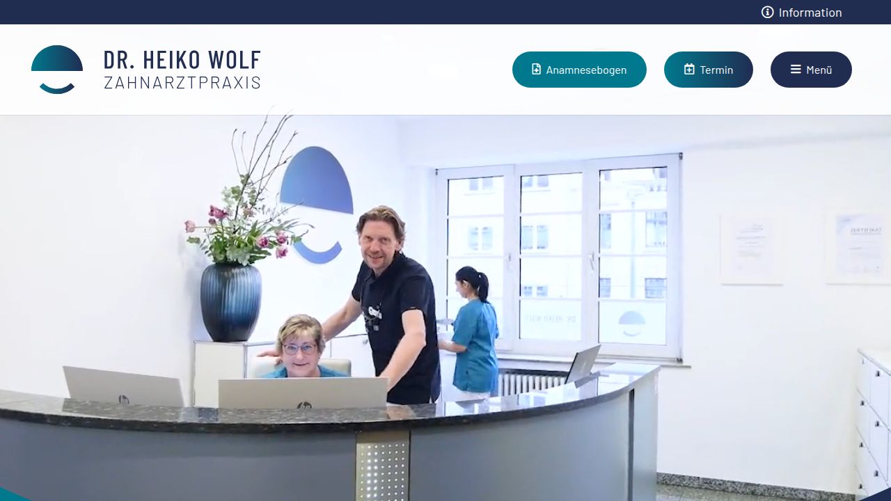 Startseite der Internetseite von Zahnarztpraxis Dr. Heiko Wolf