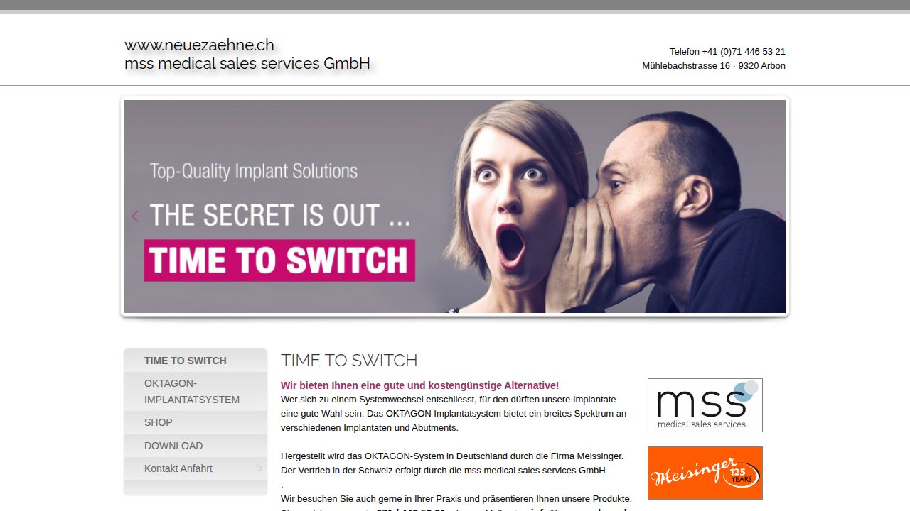 Startseite der Internetseite von mms - medical sales service   Marcel Fischer