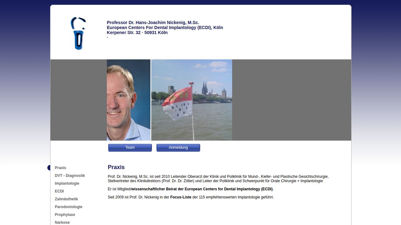 Startseite der Internetseite von Prof. Dr. Hans-Joachim Nickenig, MSc