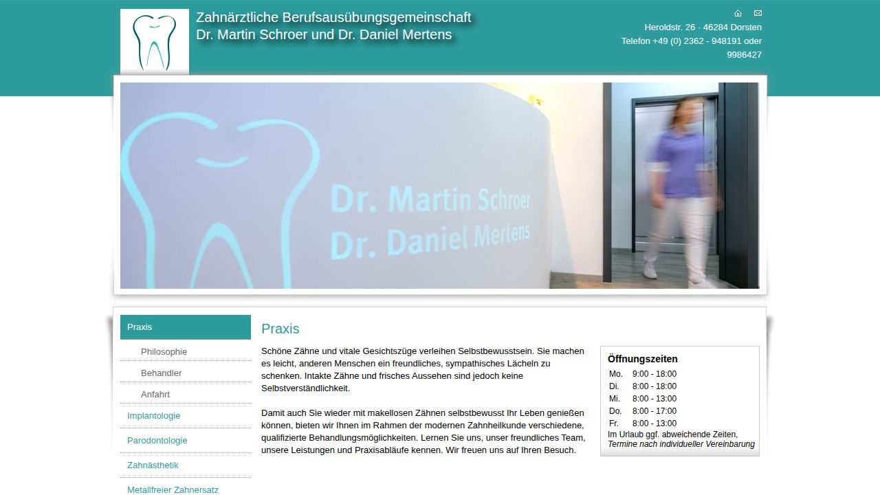 Startseite der Internetseite von Dr.  Martin Schroer