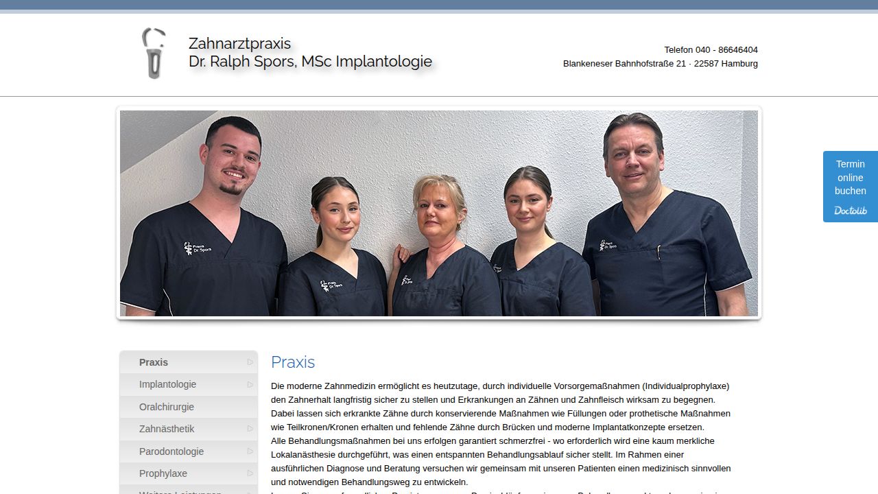 Startseite der Internetseite von Dr. Ralph Spors