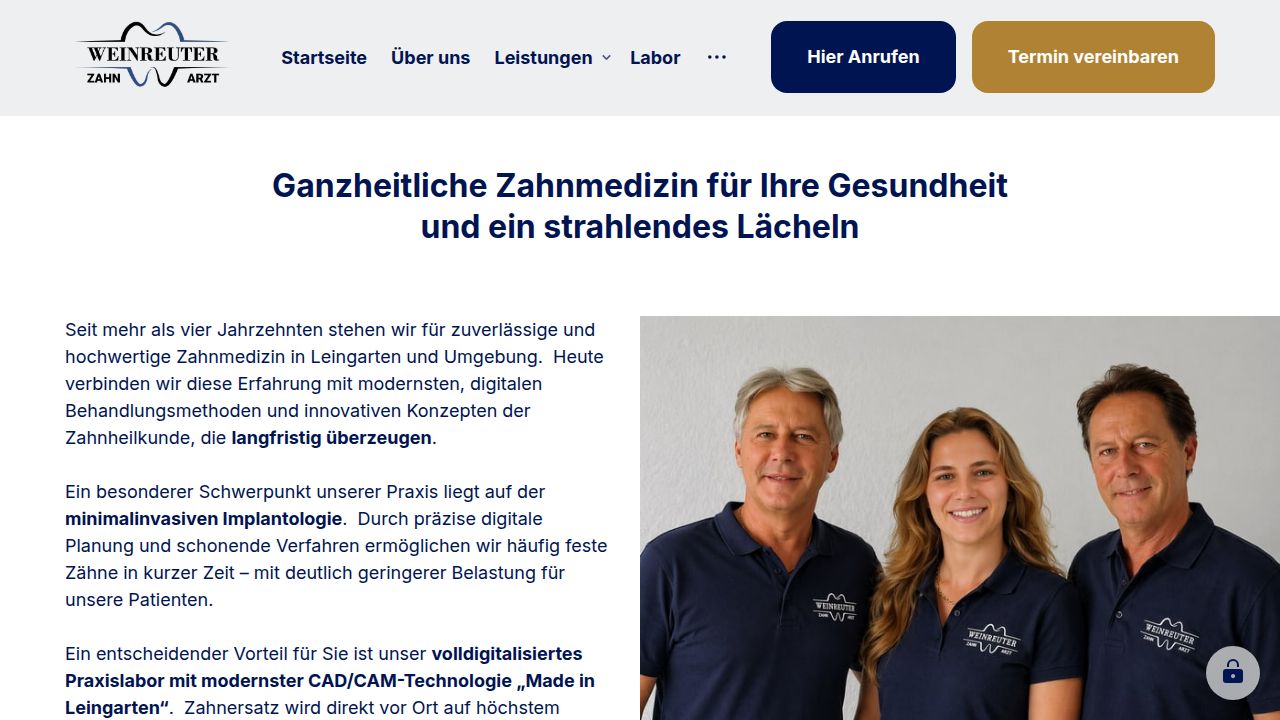 Startseite der Internetseite von Dr. Hubert Weinreuter