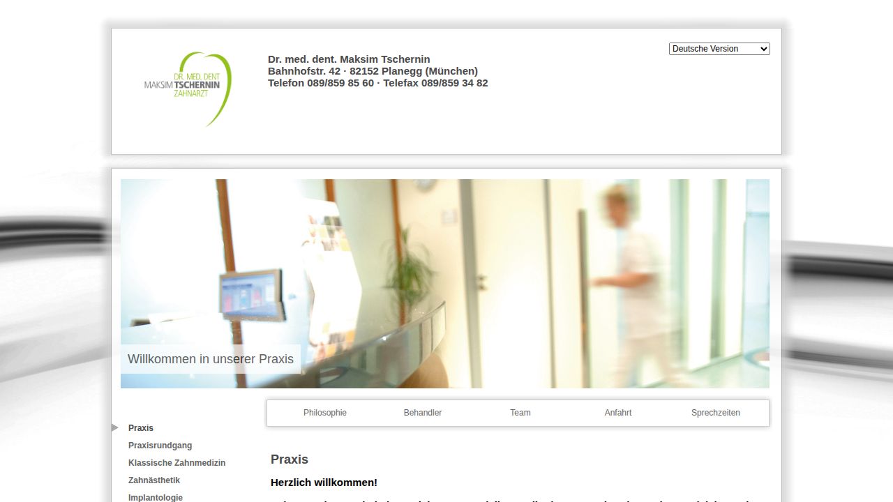 Startseite der Internetseite von Dr. Maksim Tschernin