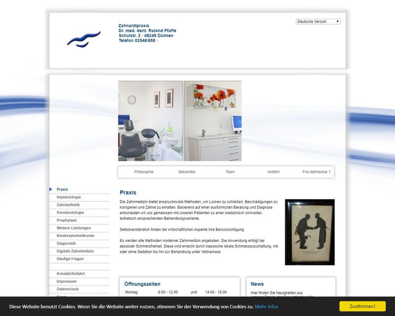 Startseite der Internetseite von Dr. Roland Pfaffe