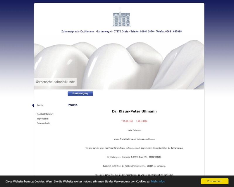Startseite der Internetseite von Dr.med. Klaus-Peter Dr.Ullmann