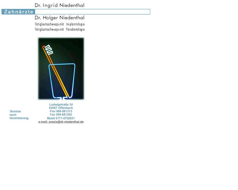Startseite der Internetseite von Dr.  Holger Niedenthal