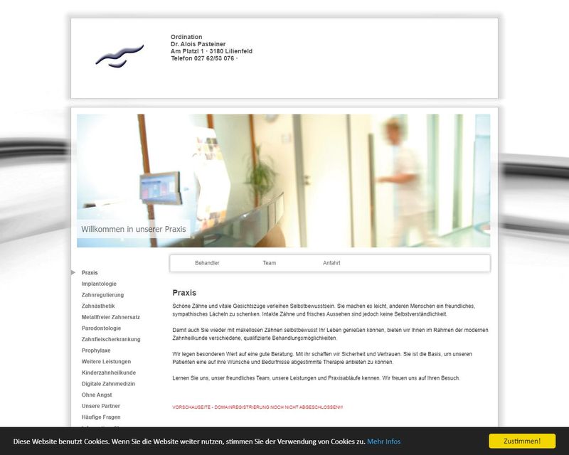 Startseite der Internetseite von Dr. Alois Pasteiner