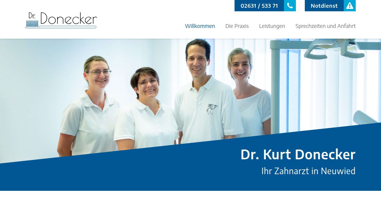 Startseite der Internetseite von Dr. Kurt Donecker