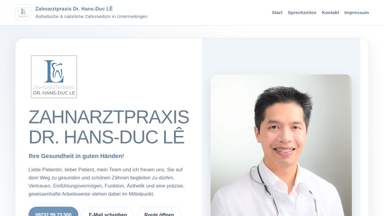 Startseite der Internetseite von Dr. Hans-Duc LE