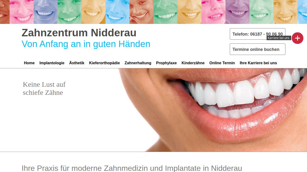 Startseite der Internetseite von Zahnzentrum Nidderau