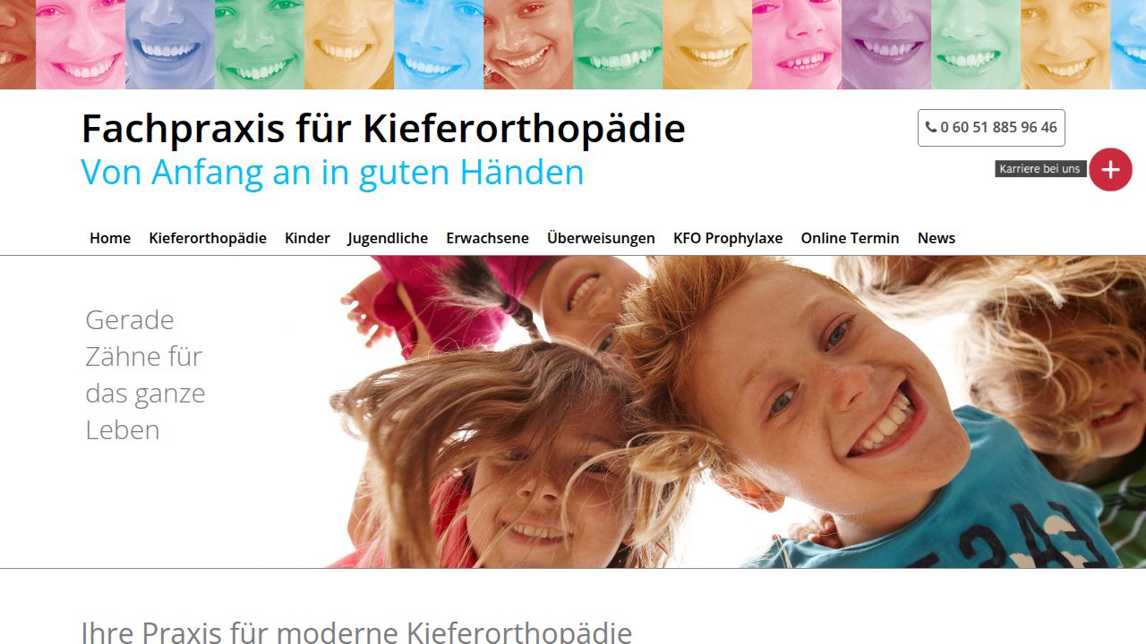 Startseite der Internetseite von Fachpraxis f&uuml;r Kieferorthop&auml;die