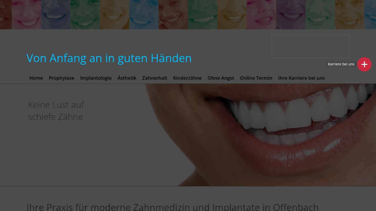 Startseite der Internetseite von Zahnzentrum Offenbach