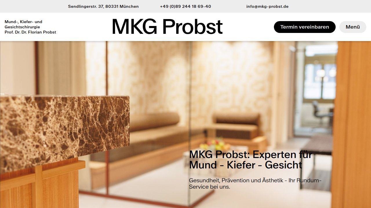 Startseite der Internetseite von Prof. Dr. Dr. MKG Probst Florian Prof. Dr. Dr. Probst