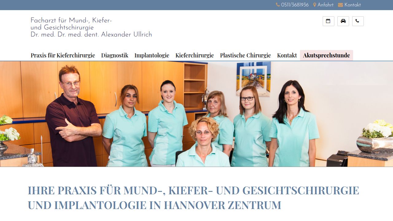 Startseite der Internetseite von Facharzt f&uuml;r Mund-, Kiefer- und Gesichtschirurgie  Dr. med. Dr. med. dent. Alexander Ullrich