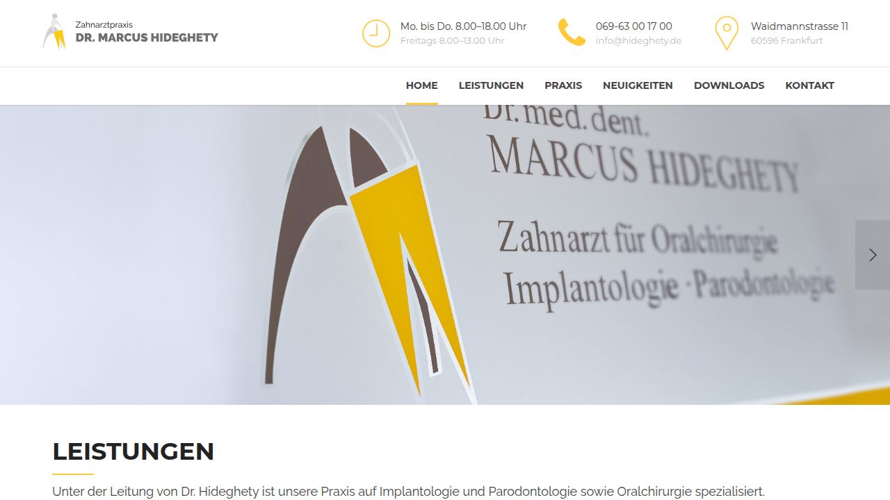 Startseite der Internetseite von Herr Dr. Marcus Hideghety