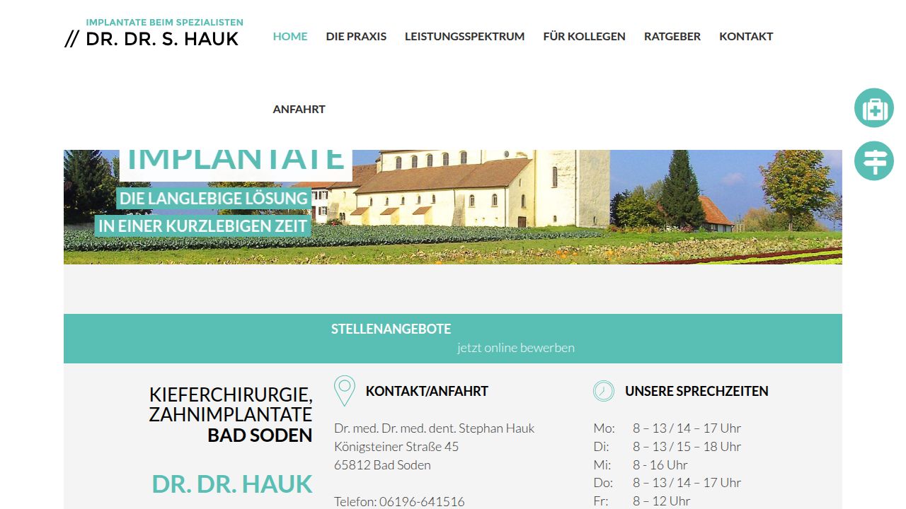 Startseite der Internetseite von Arzt f&uuml;r Mund-, Kiefer- und  Gesichtschirurgie Dr. Dr. Stephan Hauk