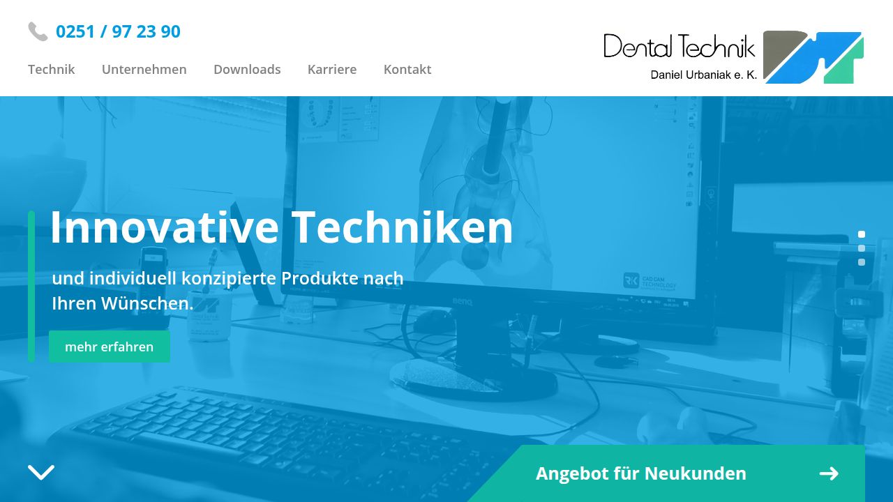 Startseite der Internetseite von Dental-Technik Lehmk&ouml;ster-Sperber-Weers