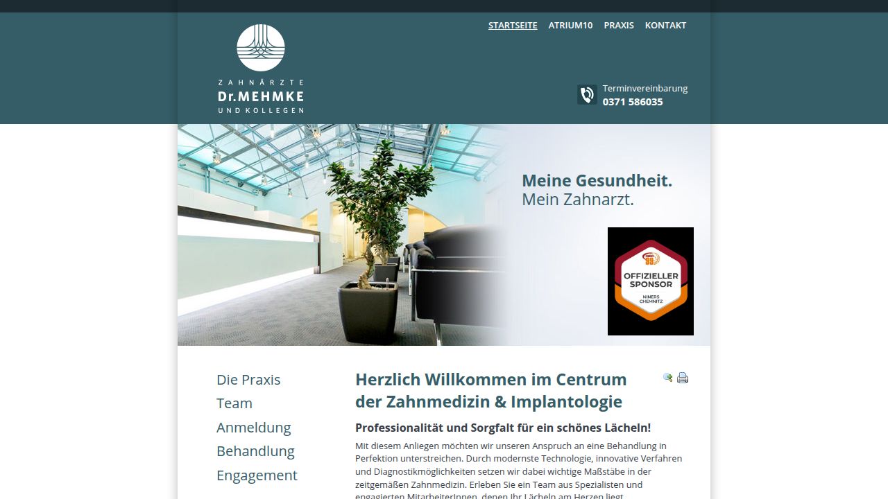 Startseite der Internetseite von Herr Centrum der Zahnmedizin   Dr. Mehmke & Kollegen