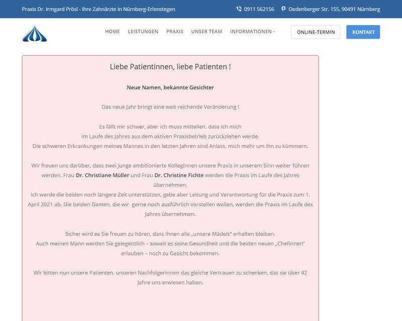 Startseite der Internetseite von Herr Dr. Rudolf Pr&ouml;sl