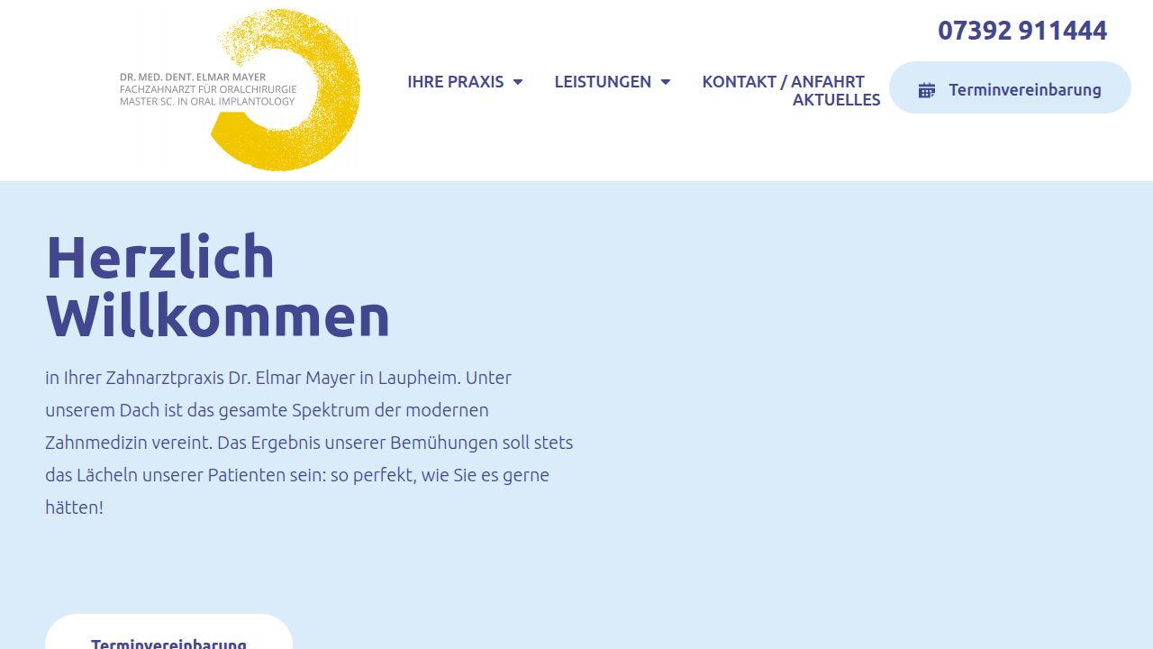 Startseite der Internetseite von Herr Dr. Elmar Mayer